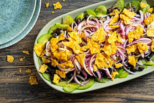 Frijoles Con Comino Con Tomatillo Y Chips￼